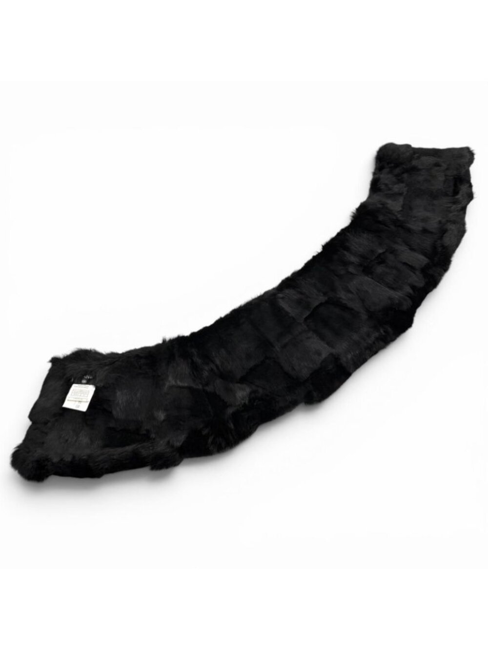 Chanel CC Logo Rabbit Fur Lapin Tippet Shawl Black 42 Scarf - Picture 8 of 12